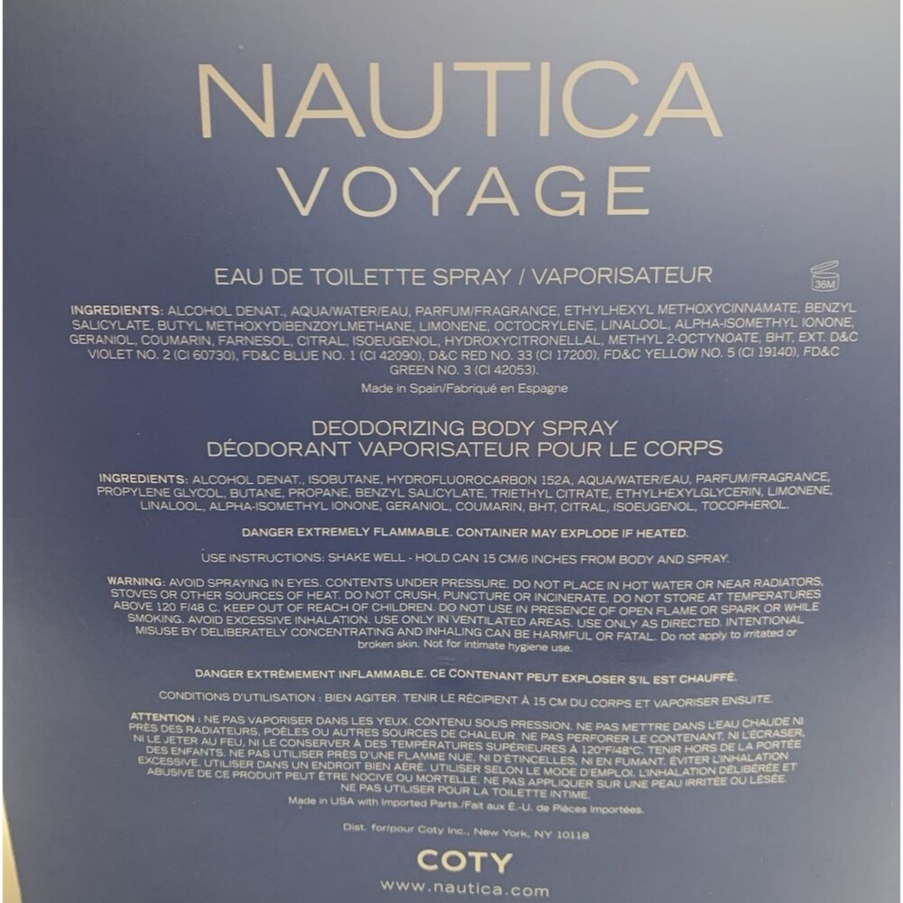 Nautica Voyage Gift Set 1.6 fl oz Eau de Toilette & 6 oz Body Spray for Men Coty - Picture 6 of 6
